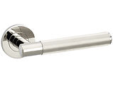 Alexander & Wilks Spitfire Reeded Door Handles On Round Rose, Polished Nickel PVD - AW222PNPVD (sold in pairs)