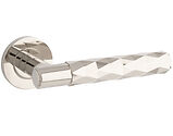 Alexander & Wilks Diamond Cut Spitfire Door Handles On Round Rose, Polished Nickel PVD - AW226PNPVD (sold in pairs)