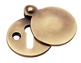Alexander & Wilks Standard Profile Round Escutcheon With Harris Design Cover, Antique Brass - AW381-AB