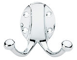 Alexander & Wilks Traditional Double Robe Hook, Polished Chrome - AW771PC