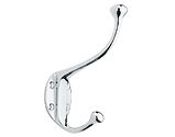 Alexander & Wilks Traditional Hat and Coat Hook, Polished Chrome - AW772PC