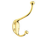 Alexander & Wilks Traditional Hat and Coat Hook, Unlacquered Brass - AW772UB