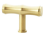 Alexander & Wilks Crispin Bamboo T-Bar Cupboard Knob (55mm Width), Satin Brass PVD - AW801B-55-SBPVD