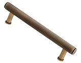 Alexander & Wilks Crispin Knurled T-bar Cupboard Pull Handle (128mm, 160mm OR 224mm c/c), Antique Brass - AW809-AB
