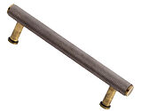 Alexander & Wilks Crispin Knurled T-bar Cupboard Pull Handle (128mm, 160mm OR 224mm c/c), Dark Bronze PVD & Antique Brass - AW809-DBZPVD/AB