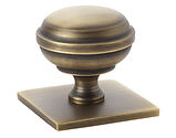 Alexander & Wilks Quantock Cupboard Knob On Square Backplate (34mm OR 38mm), Antique Brass - AW826-AB