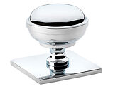 Alexander & Wilks Quantock Cupboard Knob On Square Backplate (34mm OR 38mm), Polished Chrome - AW826-PC