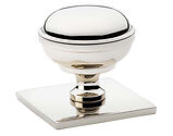 Alexander & Wilks Quantock Cupboard Knob On Square Backplate (34mm OR 38mm), Polished Nickel - AW826-PN