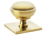 Alexander & Wilks Quantock Cupboard Knob On Square Backplate (34mm OR 38mm), Satin Brass PVD - AW826-SBPVD