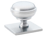 Alexander & Wilks Quantock Cupboard Knob On Square Backplate (34mm OR 38mm), Satin Chrome - AW826-SC