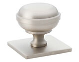 Alexander & Wilks Quantock Cupboard Knob On Square Backplate (34mm OR 38mm), Satin Nickel - AW826-SN