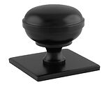 Alexander & Wilks Quantock Cupboard Knob On Square Backplate (34mm OR 38mm), Black - AW826-BL