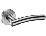 Access Hardware Door Handles On Round Rose, Satin Stainless Steel - B17 (sold in pairs)
