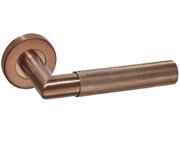 Access Hardware Knurled Door Handles On Round Rose, Copper Finish - B1910CU (sold in pairs)