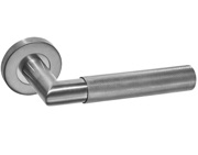 Access Hardware Knurled Door Handles On Round Rose, Satin Stainless Steel - B1910S (sold in pairs)