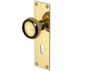 Heritage Brass Balmoral Low Profile Door Knobs On Backplate, Polished Brass - BAL8500-PB (sold in pairs)