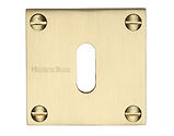 Heritage Brass Standard Square Slim Key Escutcheon, Satin Brass - BAU1556-SB
