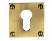Heritage Brass Euro Profile Square Slim Key Escutcheon, Antique Brass - BAU1558-AT