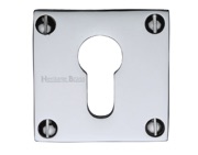 Heritage Brass Euro Profile Square Slim Key Escutcheon, Polished Chrome - BAU1558-PC
