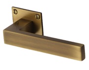 Heritage Brass Delta Low Profile Door Handles On Square Rose, Antique Brass - BAU1928-AT (sold in pairs)