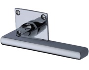 Heritage Brass Trident Low Profile Door Handles On Square Rose, Polished Chrome - BAU2910-PC (sold in pairs)