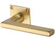 Heritage Brass Trident Low Profile Door Handles On Square Rose, Satin Brass - BAU2910-SB (sold in pairs)