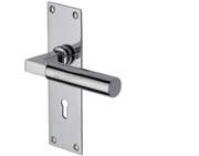 Heritage Brass Bauhaus Low Profile Door Handles On Backplate, Polished Chrome - BAU7300-PC (sold in pairs)
