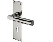 Heritage Brass Bauhaus Low Profile Door Handles On Backplate, Polished Nickel - BAU7300-PNF (sold in pairs)