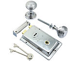 Prima Rim Lock (155mm x 105mm) With Reeded Rim Knob (53mm), Polished Chrome - BH1016BC (sold as a set)