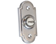 Prima Victorian Shaped Bell Push With China Press Button, Polished Chrome - BC1417