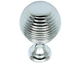 Prima Queen Anne Reeded Solid Cupboard Knobs Without Rose (32mm Or 38mm), Polished Chrome - BC2039A