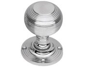 Prima Queen Anne Reeded Mortice Door Knobs, Half Sprung, Polished Chrome - BC96