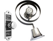 Prima Butlers Bell On Black Spring With Shaped Oblong Enbossed Pull, Polished Chrome - BH1006BC
