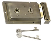 Prima Rim Lock (155mm x 105mm), Antique Brass - BH44