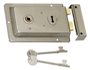 Prima Rim Lock (155mm x 105mm), Satin Nickel Finish - BH46