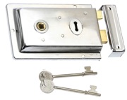 Prima Rim Lock (155mm x 105mm), Polished Chrome - BH47