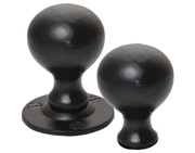 Cardea Ironmongery Ball Rim Door Knob (45mm Diameter), Black Iron - BI211R (sold in pairs)
