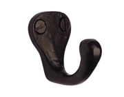 Cardea Ironmongery Single Coat Hook, Black Iron - BI383