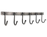 Spira Brass Plain Iron Coat Hook Rack (460mm x 105mm), Pewter - BR605