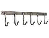 Spira Brass Twisted Iron Coat Hook Rack (460mm x 105mm), Pewter - BR606