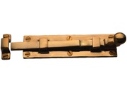Cardea Ironmongery Straight Door Bolt (100mm, 150mm OR 203mm), Unlacquered Brass - BT120UNL
