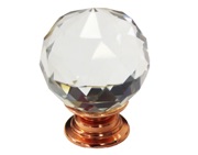 Chatsworth Crystal Glass Cupboard Knob (30mm, 40mm Or 50mm), Rose Gold - BUL306-RGLD