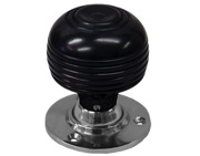 Chatsworth Cottage Ebony Wood Mortice Door Knobs, Polished Chrome Backplate - BUL402-2PC-BLK (sold in pairs)