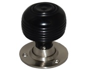 Chatsworth Cottage Ebony Wood Mortice Door Knobs, Satin Nickel Backplate - BUL402-2SN-BLK (sold in pairs)