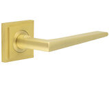 Frelan Hardware Burlington Mayfair Door Handles On Stepped Square Rose, Satin Brass - BUR10KIT240 (sold in pairs)