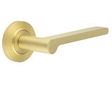 Frelan Hardware Burlington Fitzrovia Door Handles On Chamfered Rose, Satin Brass - BUR15KIT236 (sold in pairs)