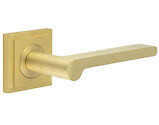 Frelan Hardware Burlington Fitzrovia Door Handles On Stepped Square Rose, Satin Brass - BUR15KIT241 (sold in pairs)