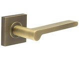 Frelan Hardware Burlington Fitzrovia Door Handles On Plain Square Rose, Antique Brass - BUR15KIT6 (sold in pairs)