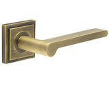 Frelan Hardware Burlington Fitzrovia Door Handles On Stepped Square Rose, Antique Brass - BUR15KIT7 (sold in pairs)