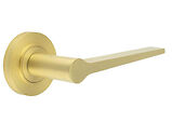 Frelan Hardware Burlington Knightsbridge Door Handles On Plain Rose, Satin Brass - BUR20KIT235 (sold in pairs)